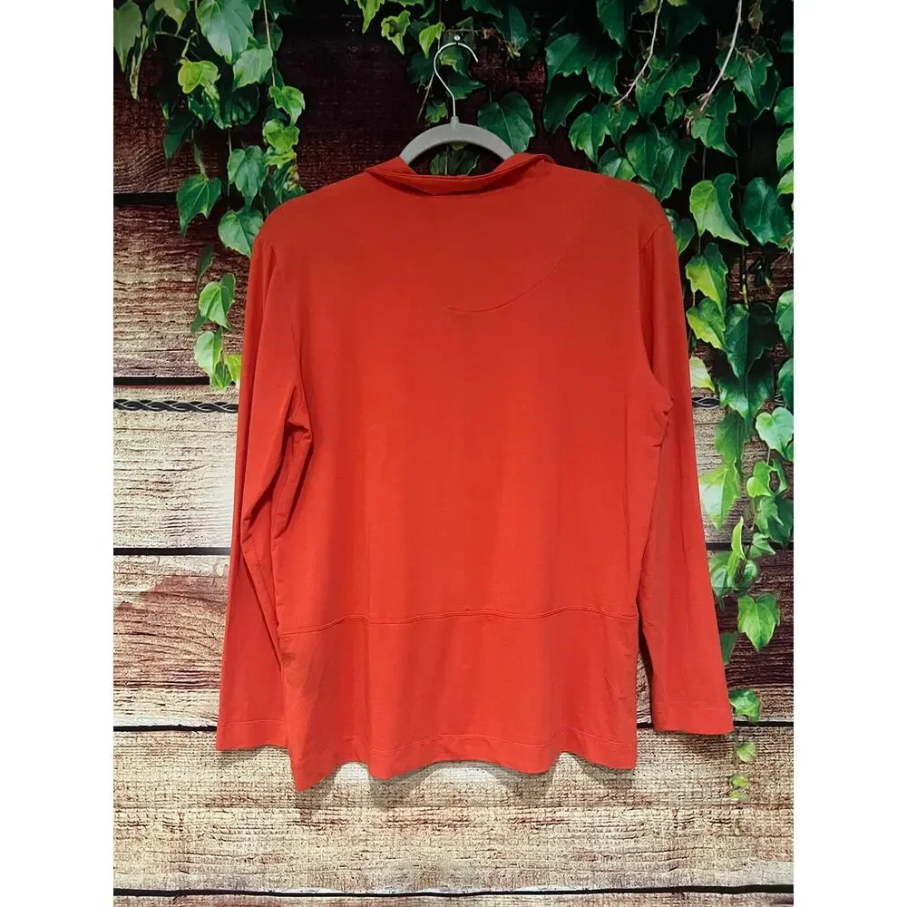 Bitte Kai Rand Long Sleeve Shirt Button-up Womens XS Fits Large Orange Tencel